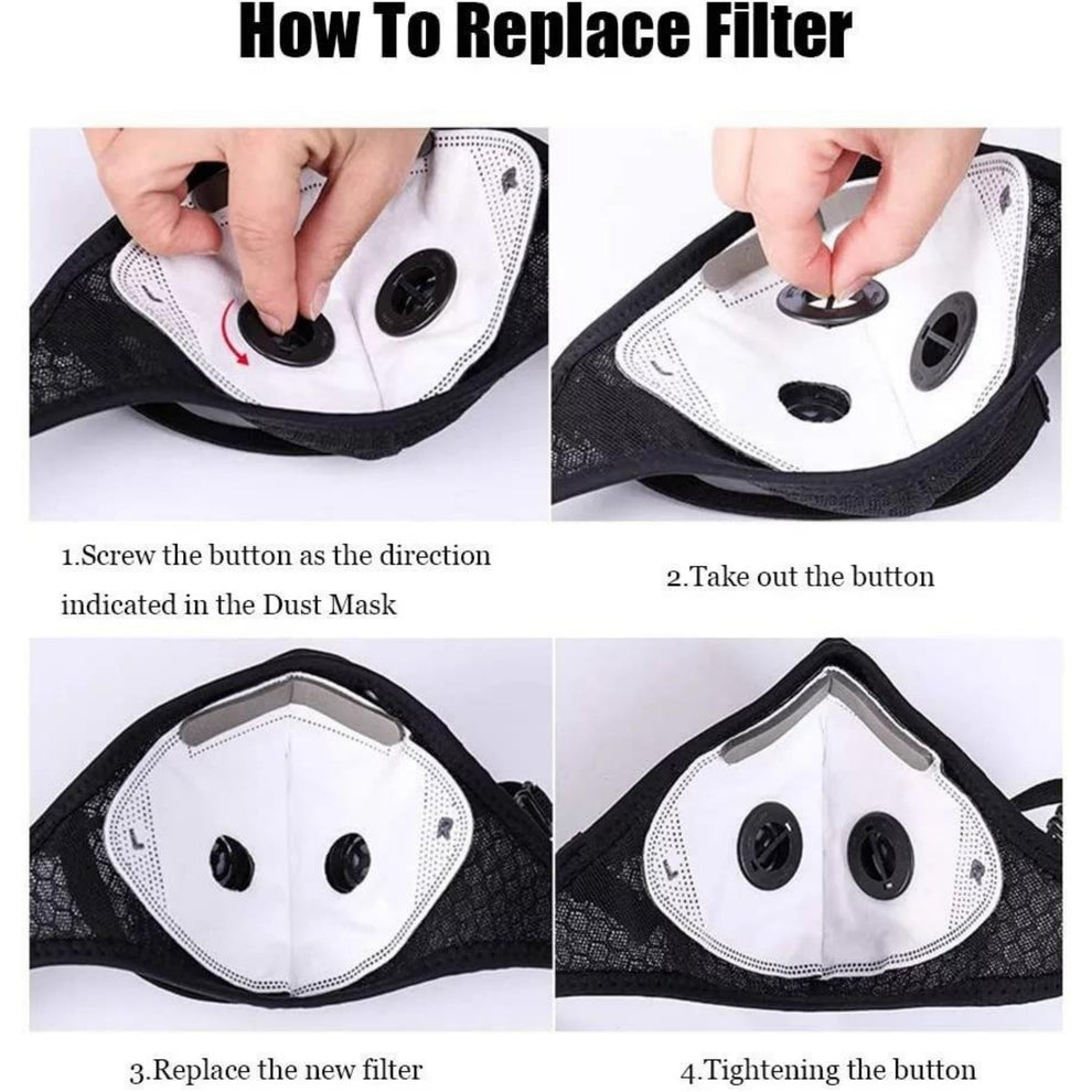 Mascarilla antipolvo reutilizable con filtro de carbono – Diseñada para estilos de vida activos