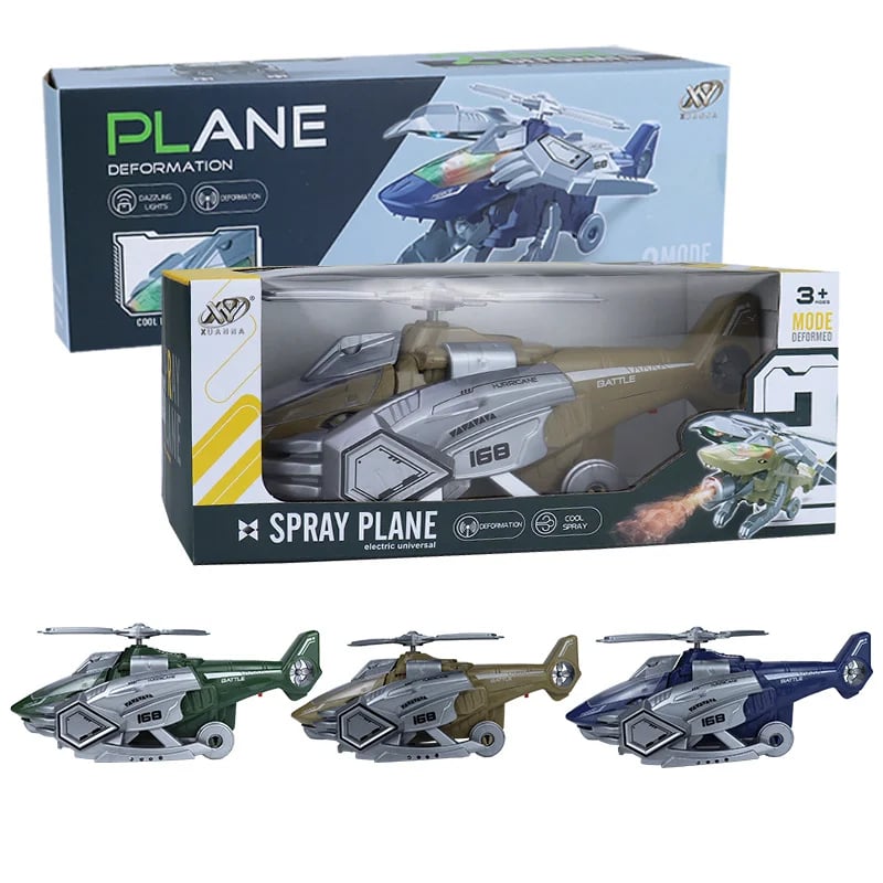 🛩🦖 Juguete helicóptero dinosaurio transformable con LED 🎉 Compra 2 y ahorra un 10 %