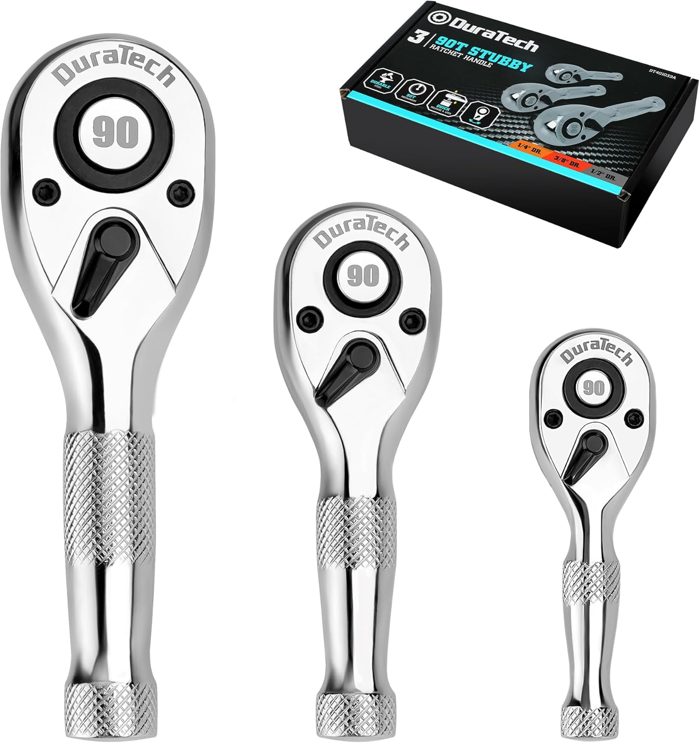 Juego de 3 llaves de carraca cortas DURATECH