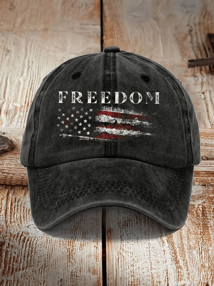 Gorra de béisbol retro con la bandera de Estados Unidos estampada conmemorativa del 250 aniversario de la libertad estadounidense.