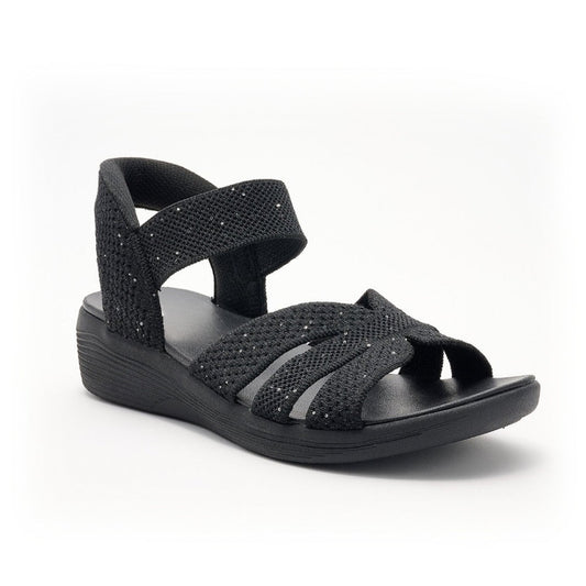 Paillettenbesetzte Strick-Keilsandalen – Perfekt für den Sommer