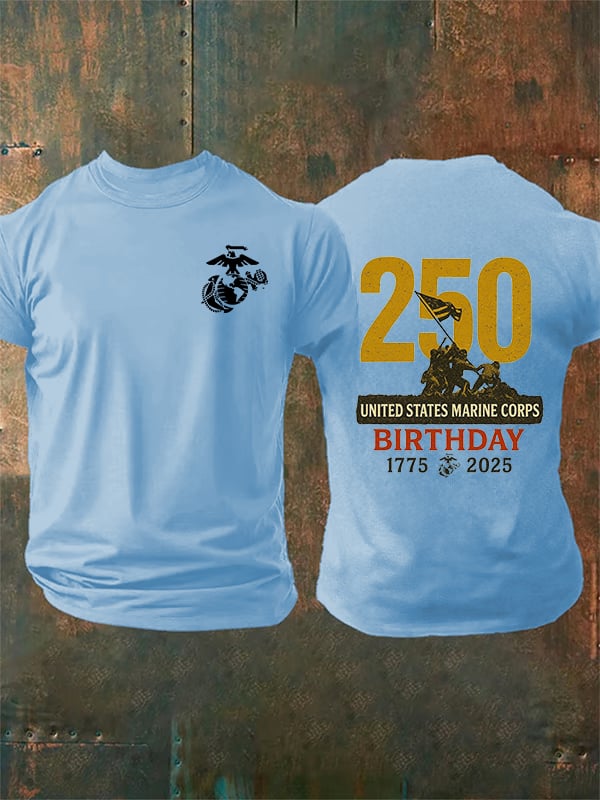 T-Shirt mit Aufdruck zum Geburtstag des US-Marinekorps für Herren
