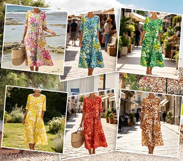 Colour Bloom Watercolor Milk Silk Dress