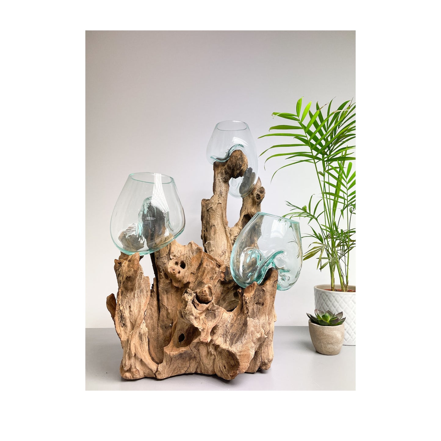 Triple Melted Glass Bowl on Driftwood