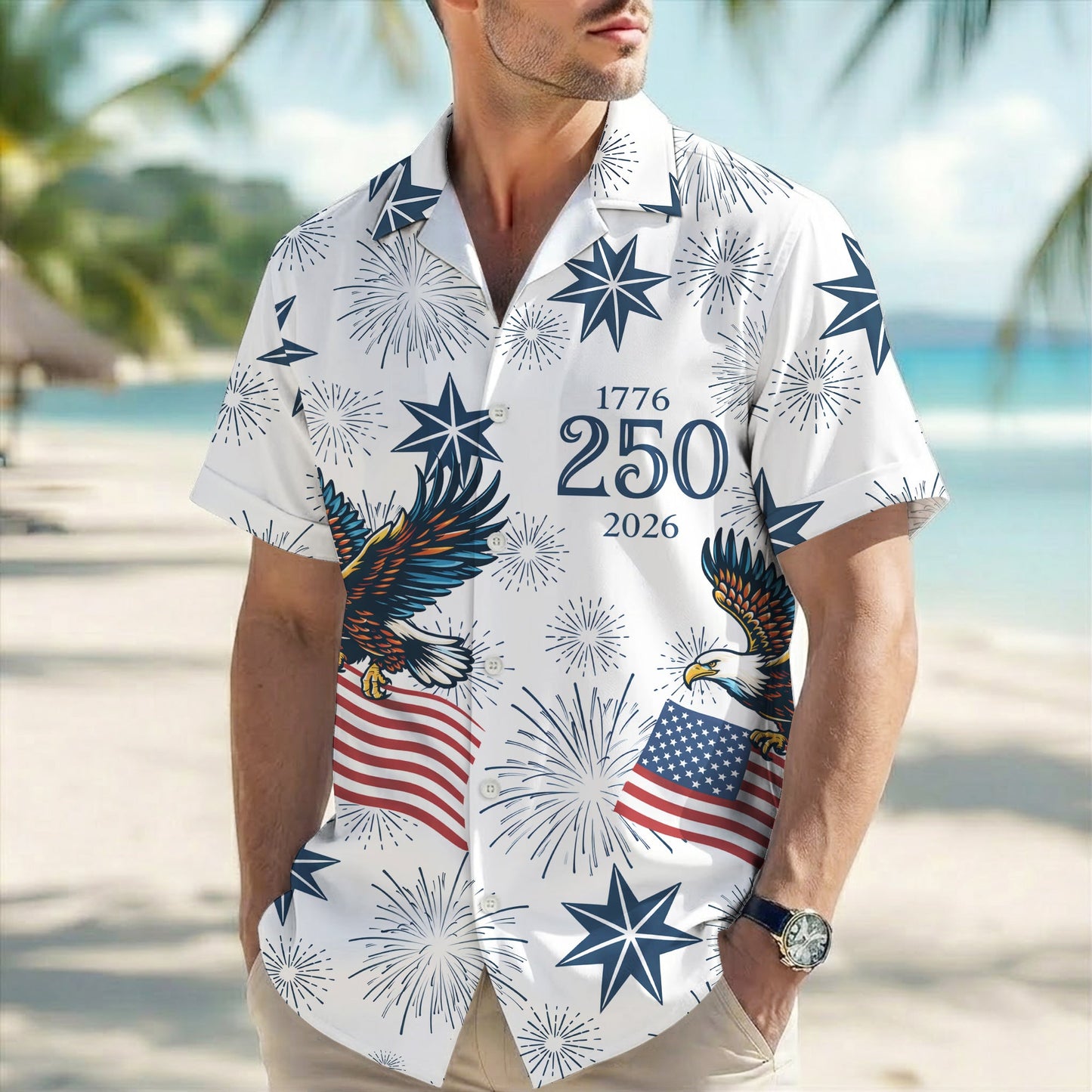 Chemise hawaïenne « Nous le peuple 1776-2026 Étoiles et rayures » -250e anniversaire des États-Unis