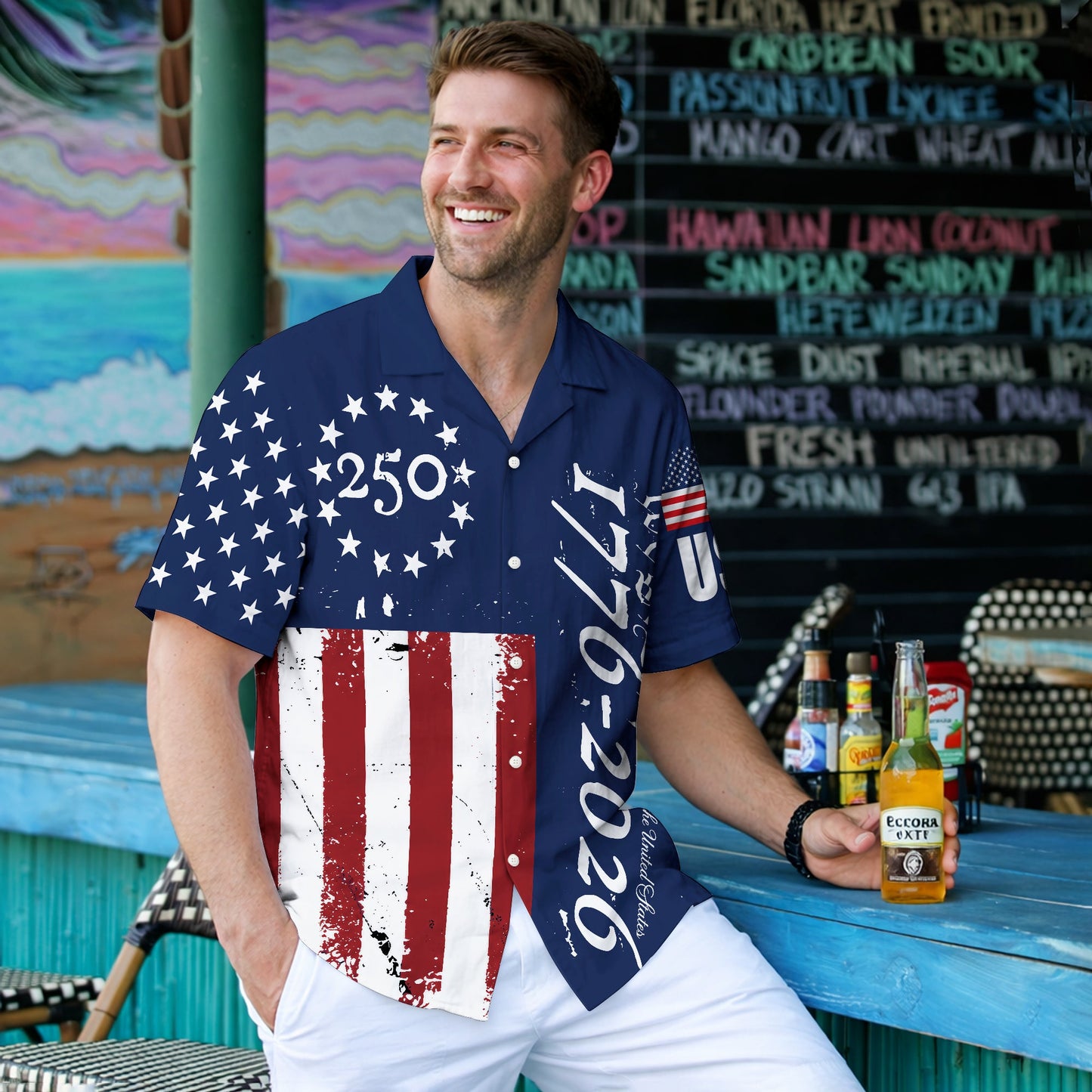 Chemise hawaïenne « Nous le peuple 1776-2026 Étoiles et rayures » -250e anniversaire des États-Unis