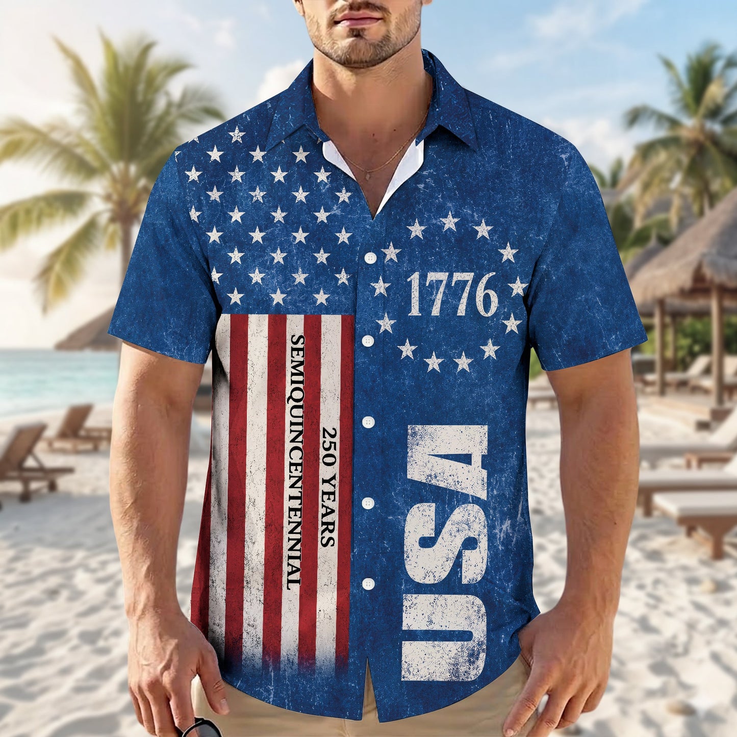 Chemise hawaïenne « Nous le peuple 1776-2026 Étoiles et rayures » -250e anniversaire des États-Unis