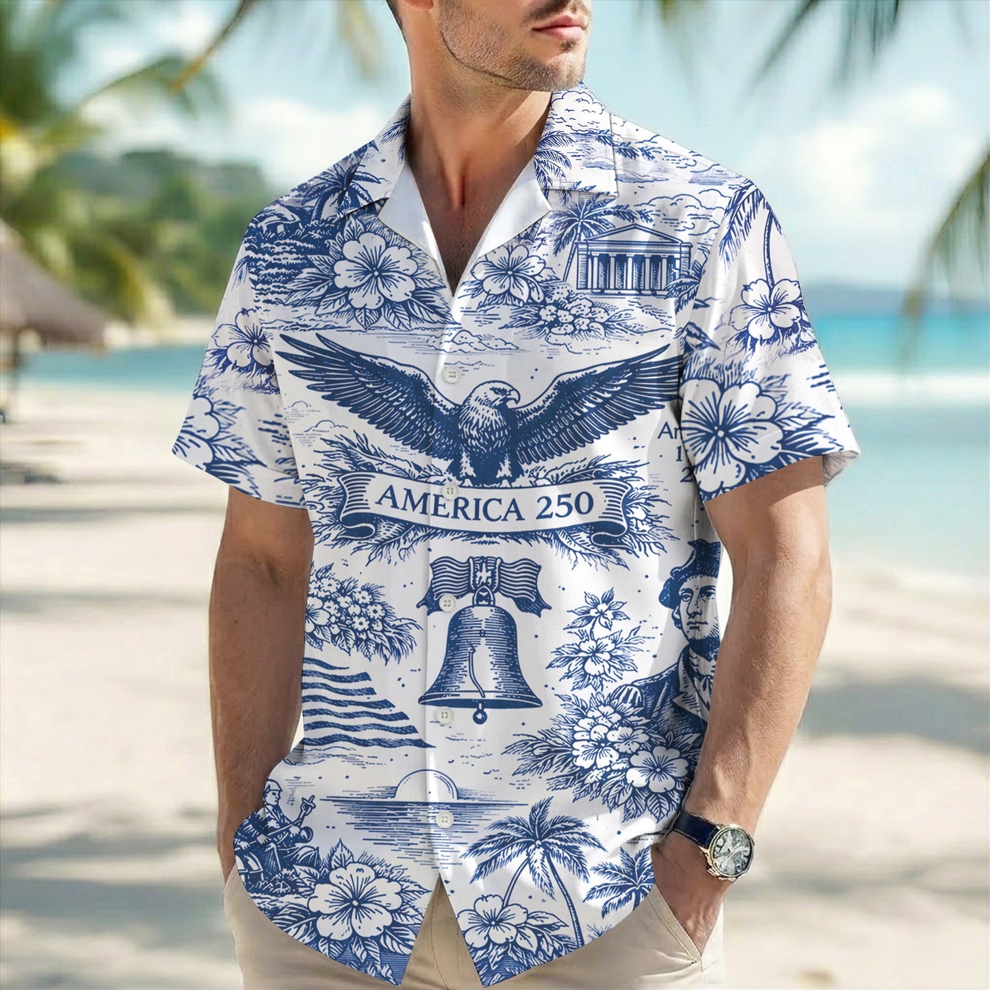 Chemise hawaïenne « Nous le peuple 1776-2026 Étoiles et rayures » -250e anniversaire des États-Unis