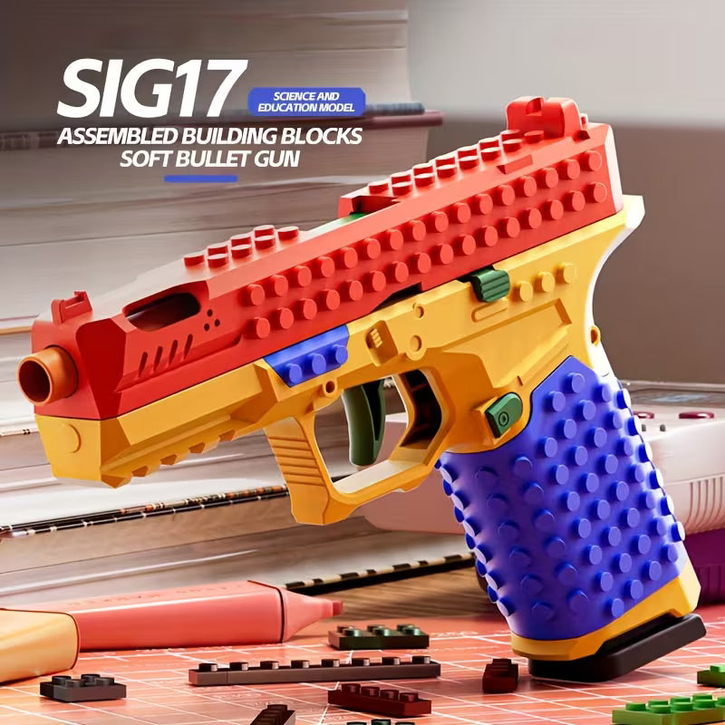 Glock SIG17 Spielzeugpistole zum Abfeuern – Automatische Spritzpistole für Jungen – DIY-Spielzeugpistole mit Softbällen – Lernmodell