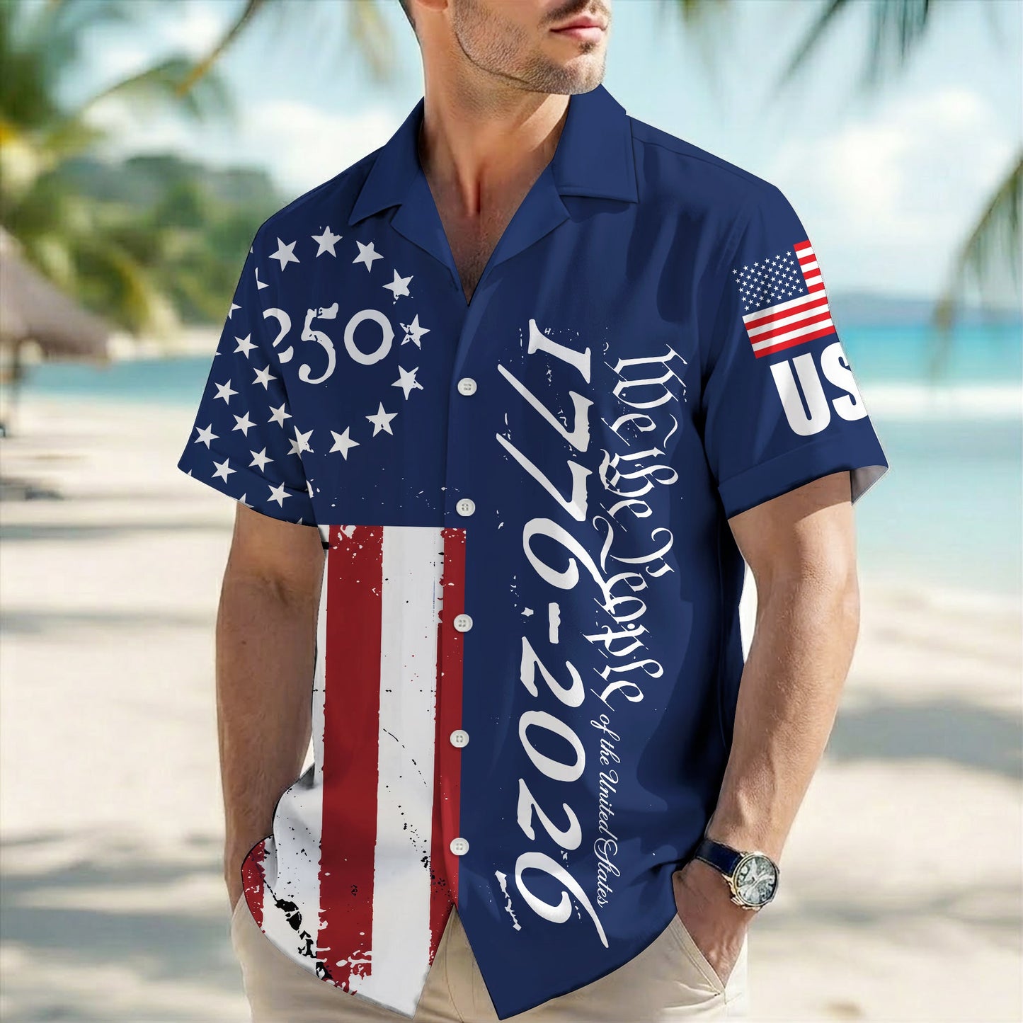 Chemise hawaïenne « Nous le peuple 1776-2026 Étoiles et rayures » -250e anniversaire des États-Unis