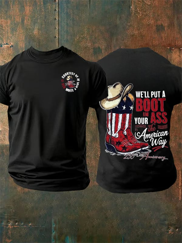Herren-T-Shirt mit Aufdruck „Wir werden einen Stiefel aufsetzen“