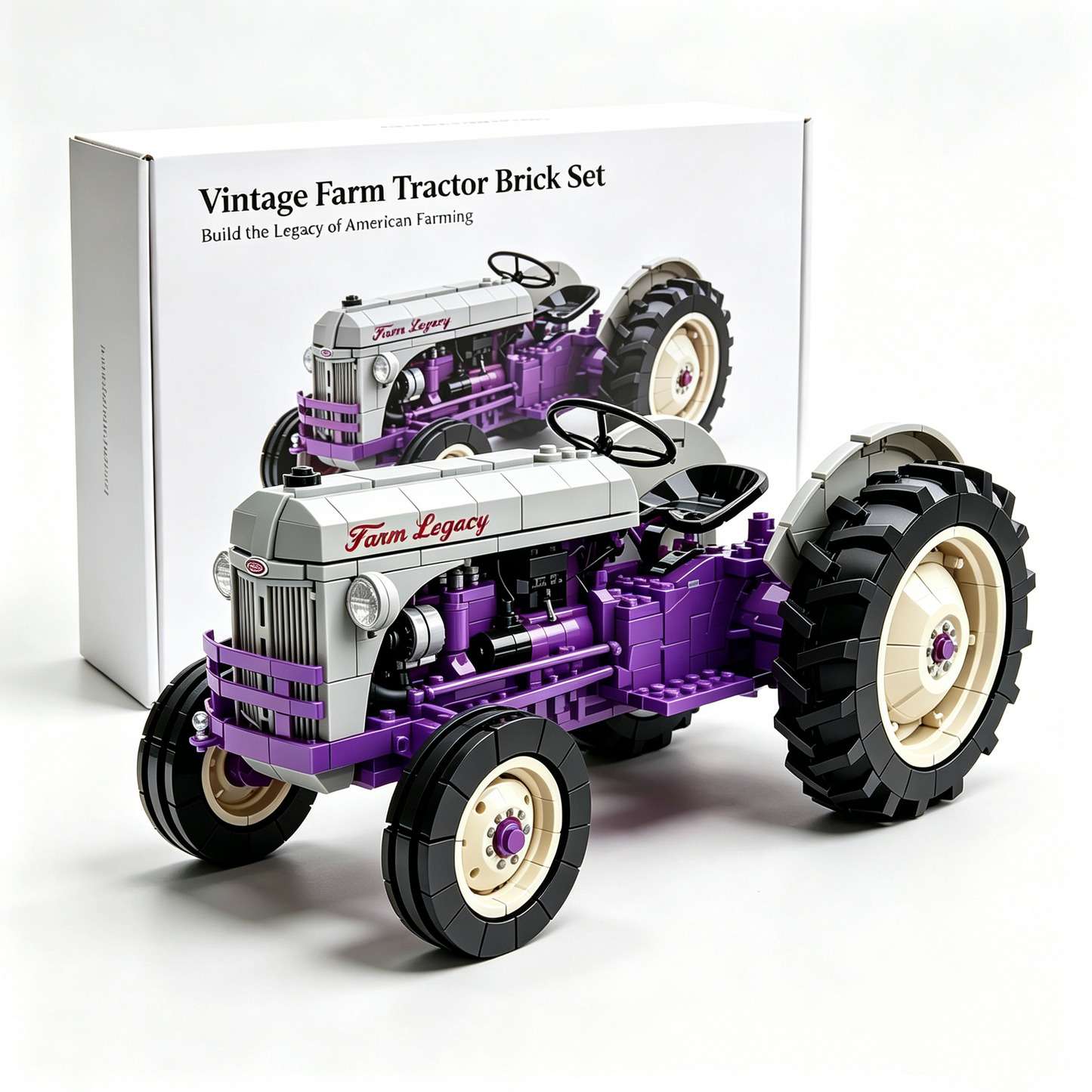 Vintage Farm Tractor Brick Set – 1940s Classic Red & Gray Collector Edition