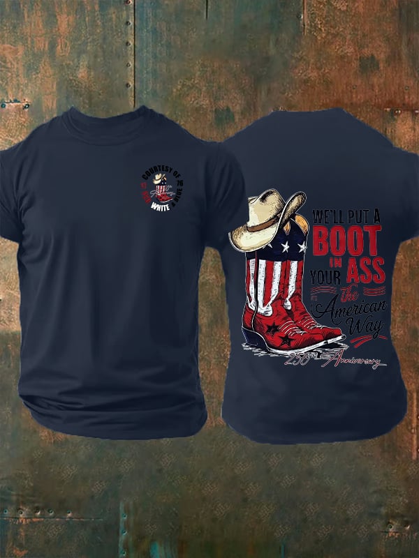 Herren-T-Shirt mit Aufdruck „Wir werden einen Stiefel aufsetzen“
