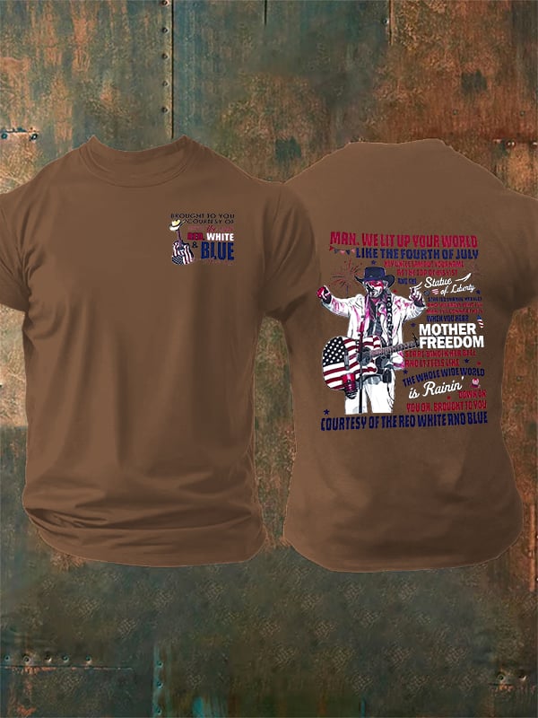 Camiseta de hombre con estampado rojo, blanco y azul