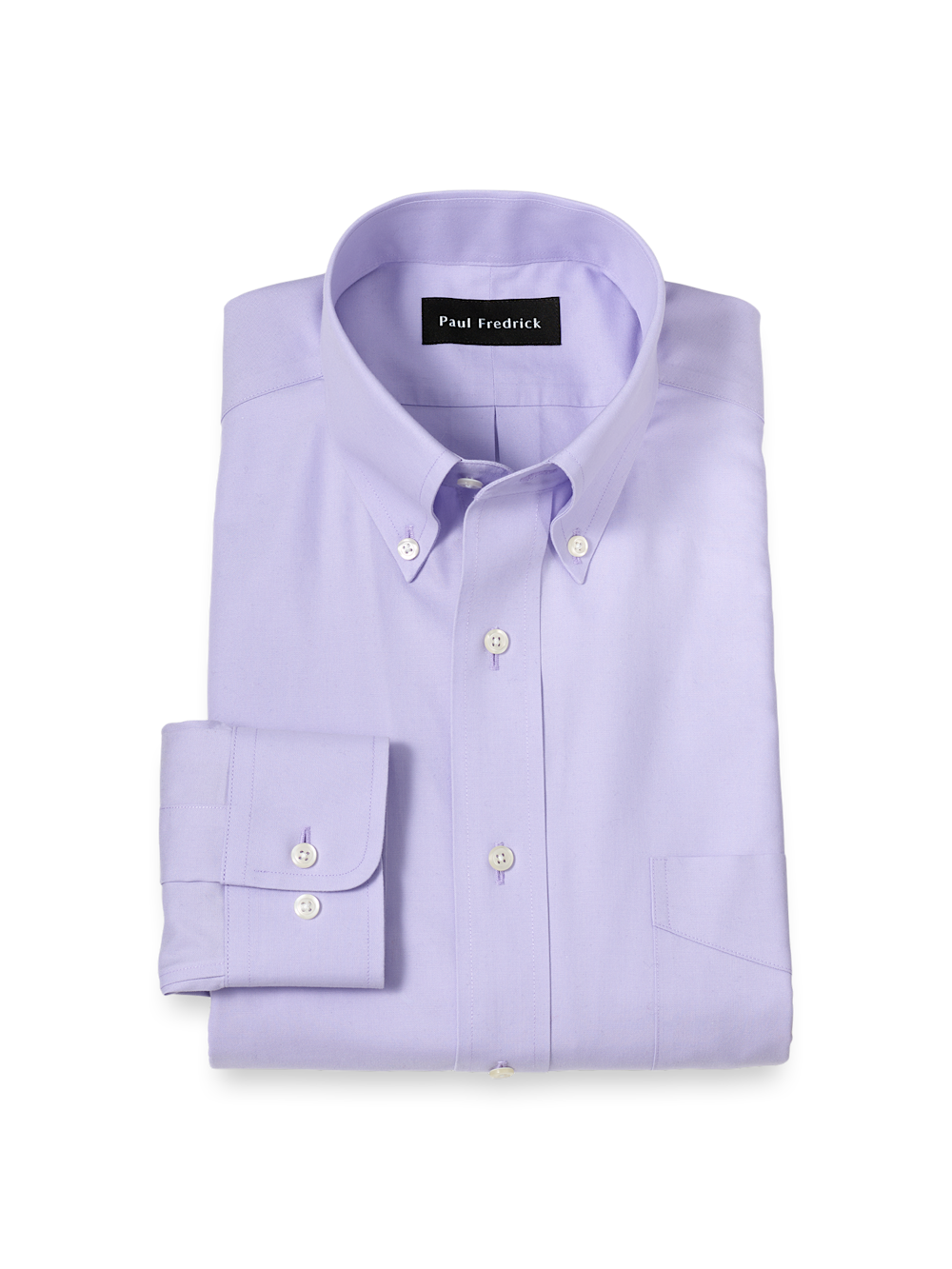 Non-Iron Cotton Pinpoint Solid Button Down Collar Dress Shirt