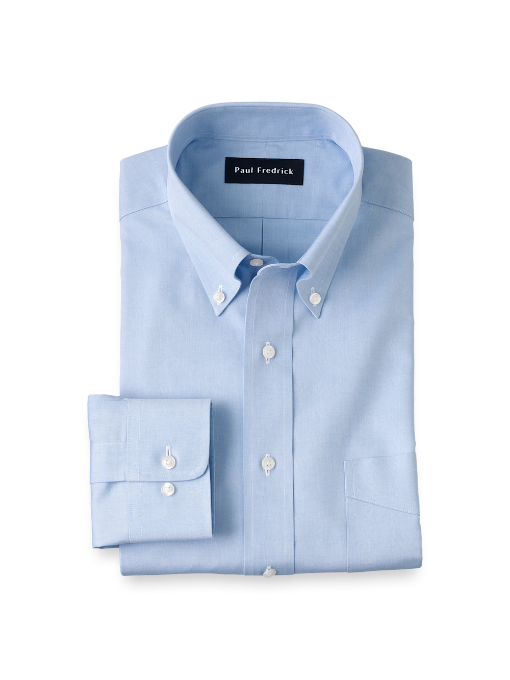 Non-Iron Cotton Pinpoint Solid Button Down Collar Dress Shirt