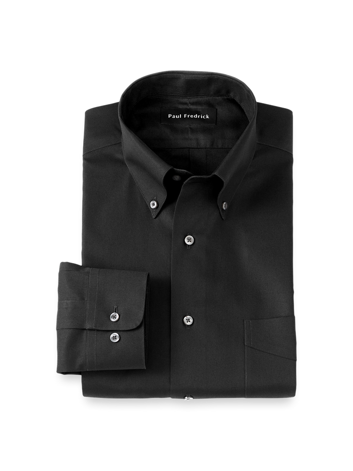 Non-Iron Cotton Pinpoint Solid Button Down Collar Dress Shirt