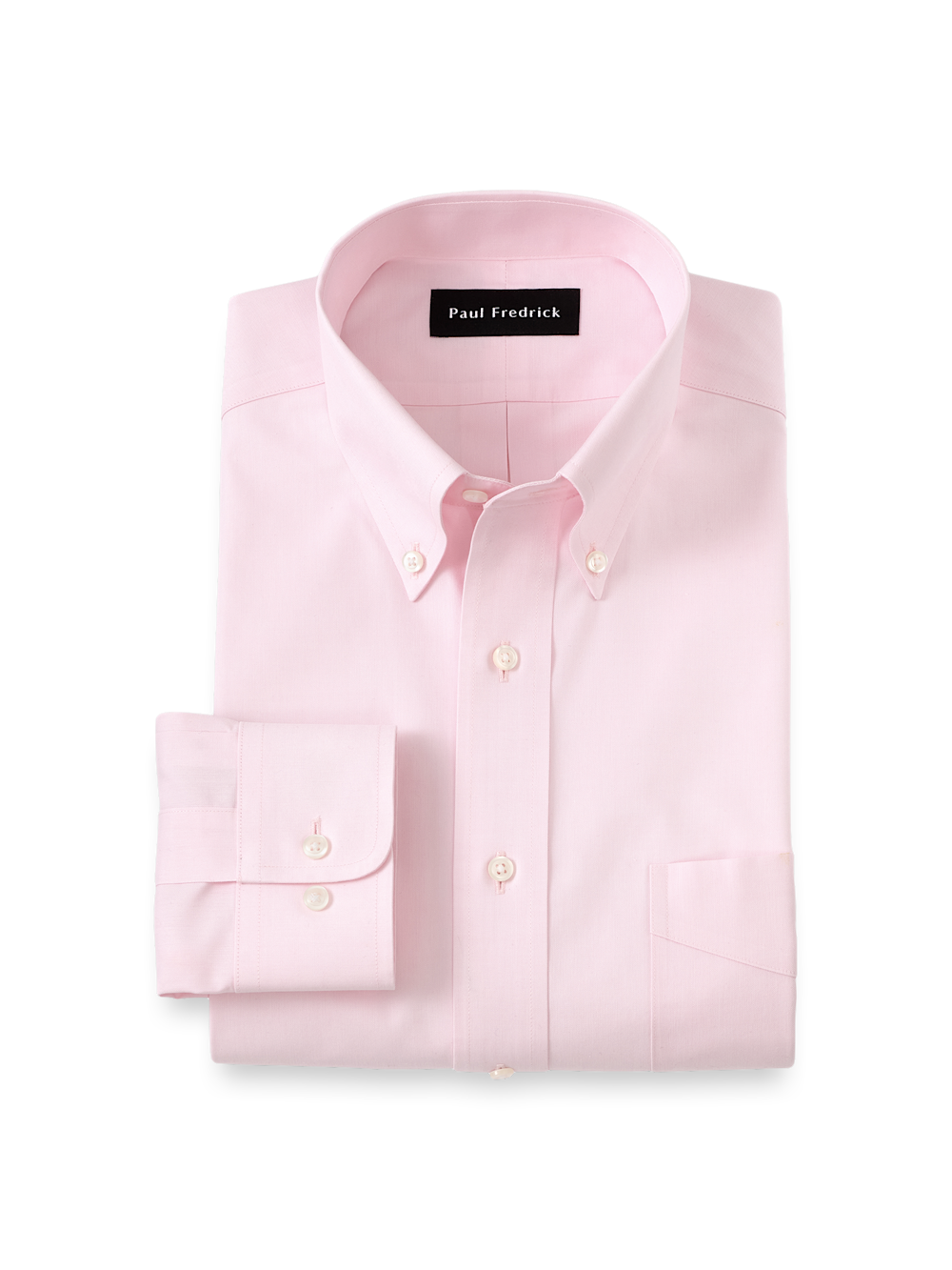 Non-Iron Cotton Pinpoint Solid Button Down Collar Dress Shirt