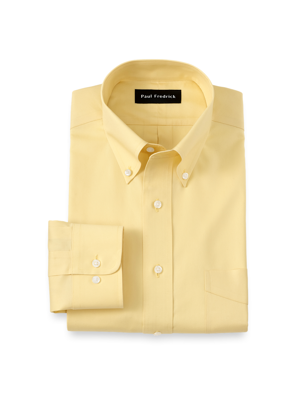 Non-Iron Cotton Pinpoint Solid Button Down Collar Dress Shirt