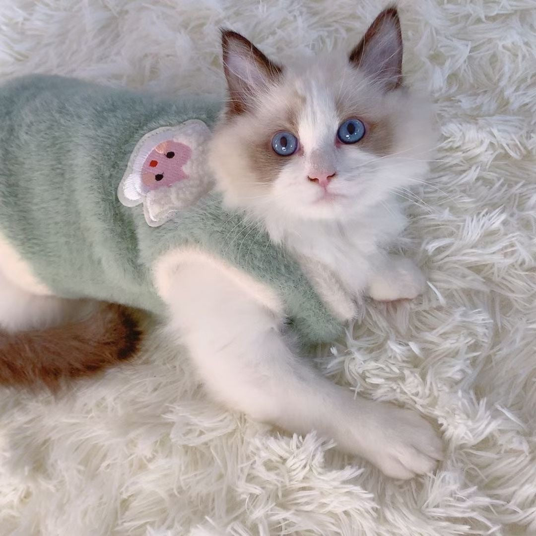 Niedliche Herbst- und Winterkatzenkleidung, warme und dicke Westen für Hunde, verhindert Haarausfall, geeignet für kleine Haustiere und Kätzchen