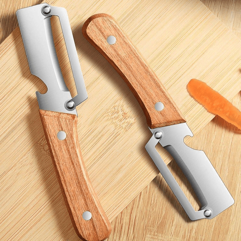 Der neue, multifunktionale Sparschäler mit massivem Holzgriff und scharfer Edelstahlklinge (1 Stück) ist ein unverzichtbares Küchenutensil zum einfachen und schnellen Schälen von Obst und Gemüse.
