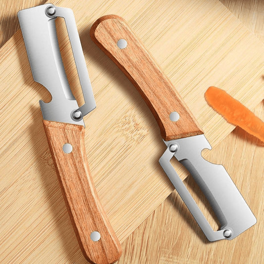 Der neue, multifunktionale Sparschäler mit massivem Holzgriff und scharfer Edelstahlklinge (1 Stück) ist ein unverzichtbares Küchenutensil zum einfachen und schnellen Schälen von Obst und Gemüse.