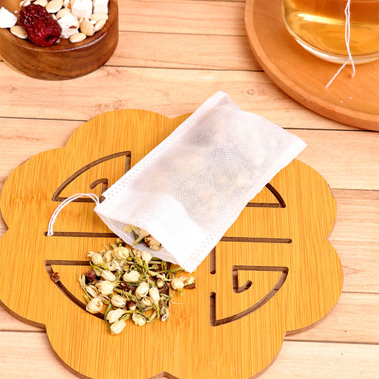 100pcs Drawstring Non-woven Fabric Disposable Tea Bags | Multi-Purpose for Medicinal Decoction, Coffee Filtration, and Tea Brewing