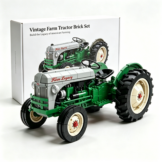 Vintage Farm Tractor Brick Set – 1940s Classic Red & Gray Collector Edition