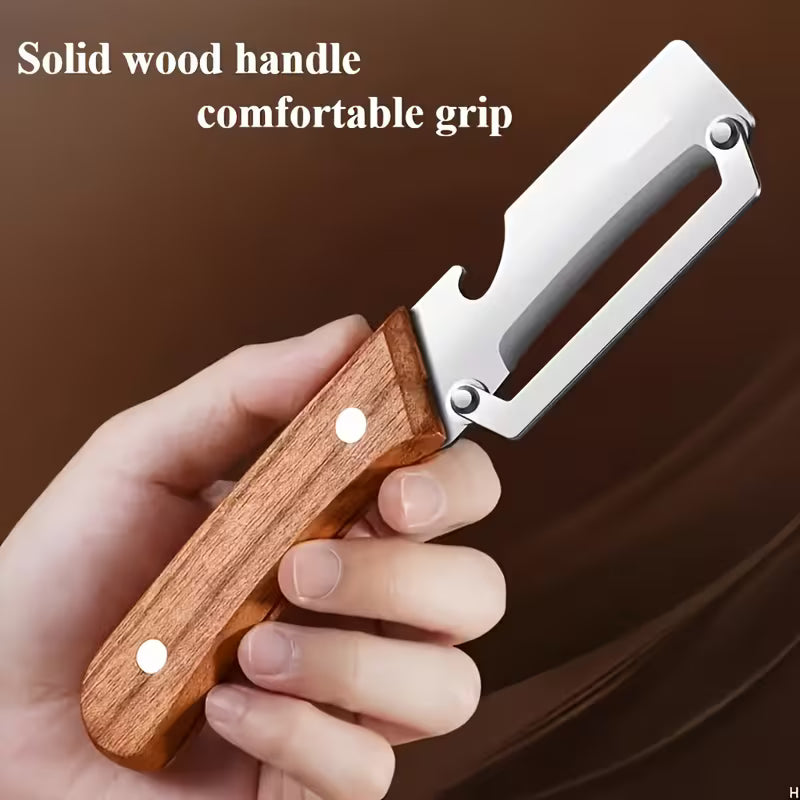 Der neue, multifunktionale Sparschäler mit massivem Holzgriff und scharfer Edelstahlklinge (1 Stück) ist ein unverzichtbares Küchenutensil zum einfachen und schnellen Schälen von Obst und Gemüse.