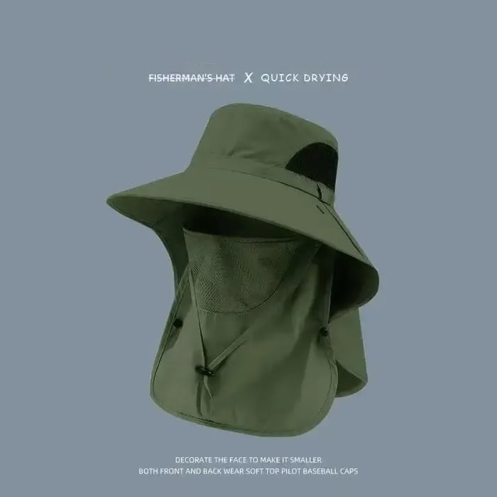 🎁Compra 1 y llévate 1 gratis🎁Sombrero de pescador de primavera/verano con protector facial desmontable para pesca al aire libre y protección para el cuello.