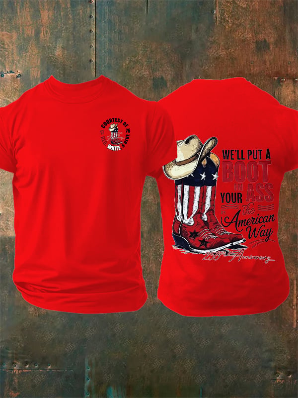 Herren-T-Shirt mit Aufdruck „Wir werden einen Stiefel aufsetzen“