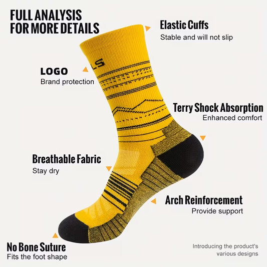 Hohe Wander- und Laufsocken für Damen und Herren, aus verdicktem Frottee, geruchshemmend und atmungsaktiv
