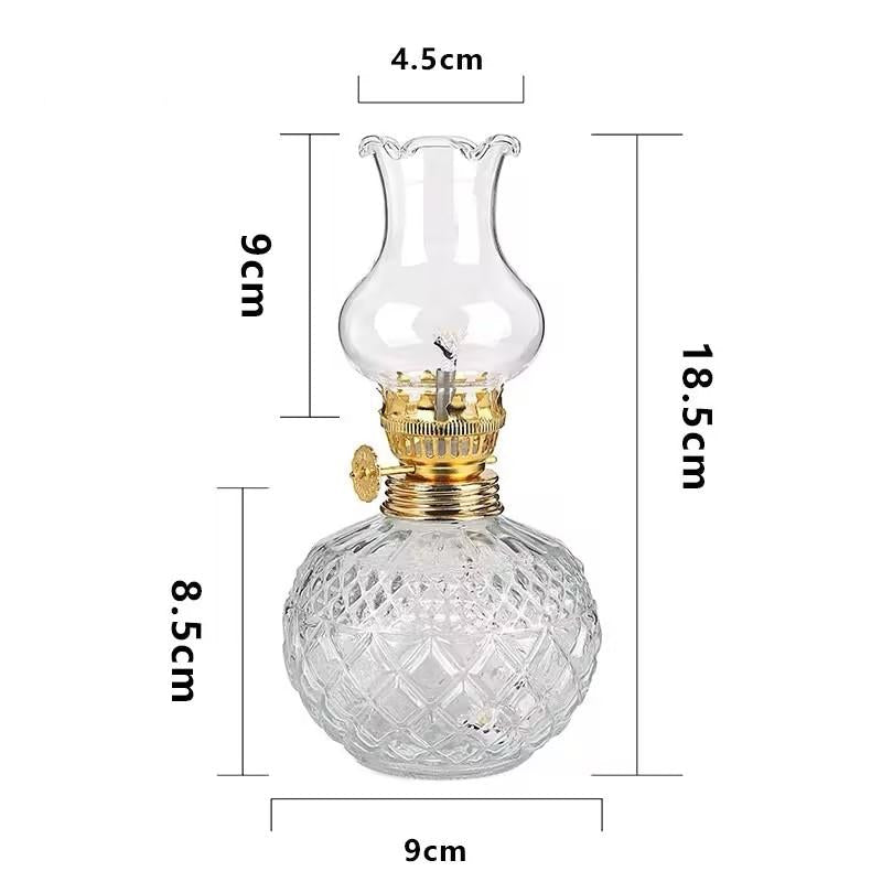 Vintage-Petroleumlampe aus klarem Kristallglas