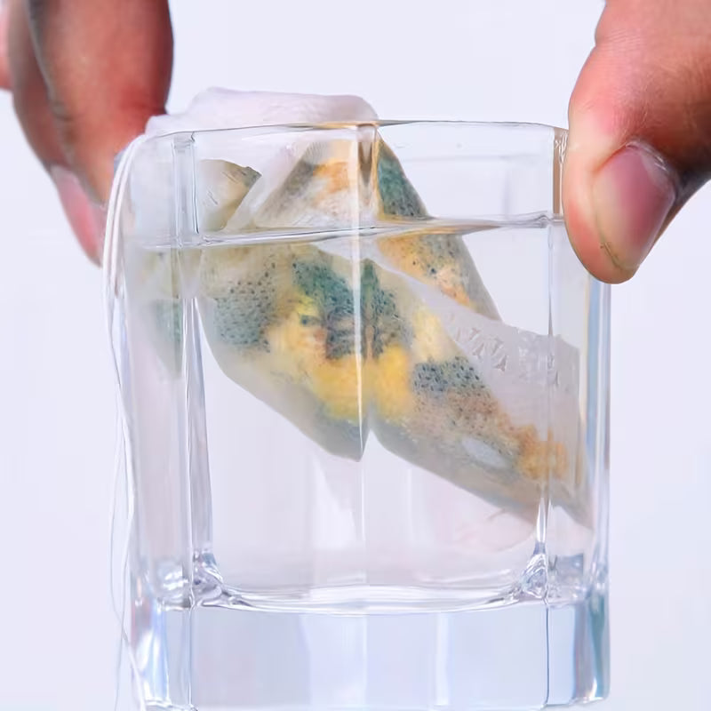 100 sachets de thé jetables en tissu non tissé avec cordon de serrage | Multi-usages : décoction médicinale, filtration du café et infusion du thé
