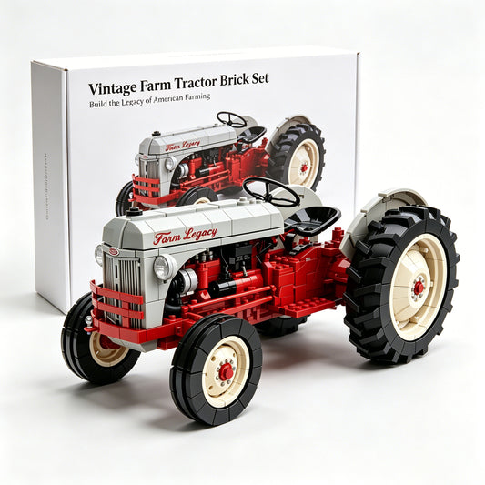 Vintage Farm Tractor Brick Set – 1940s Classic Red & Gray Collector Edition