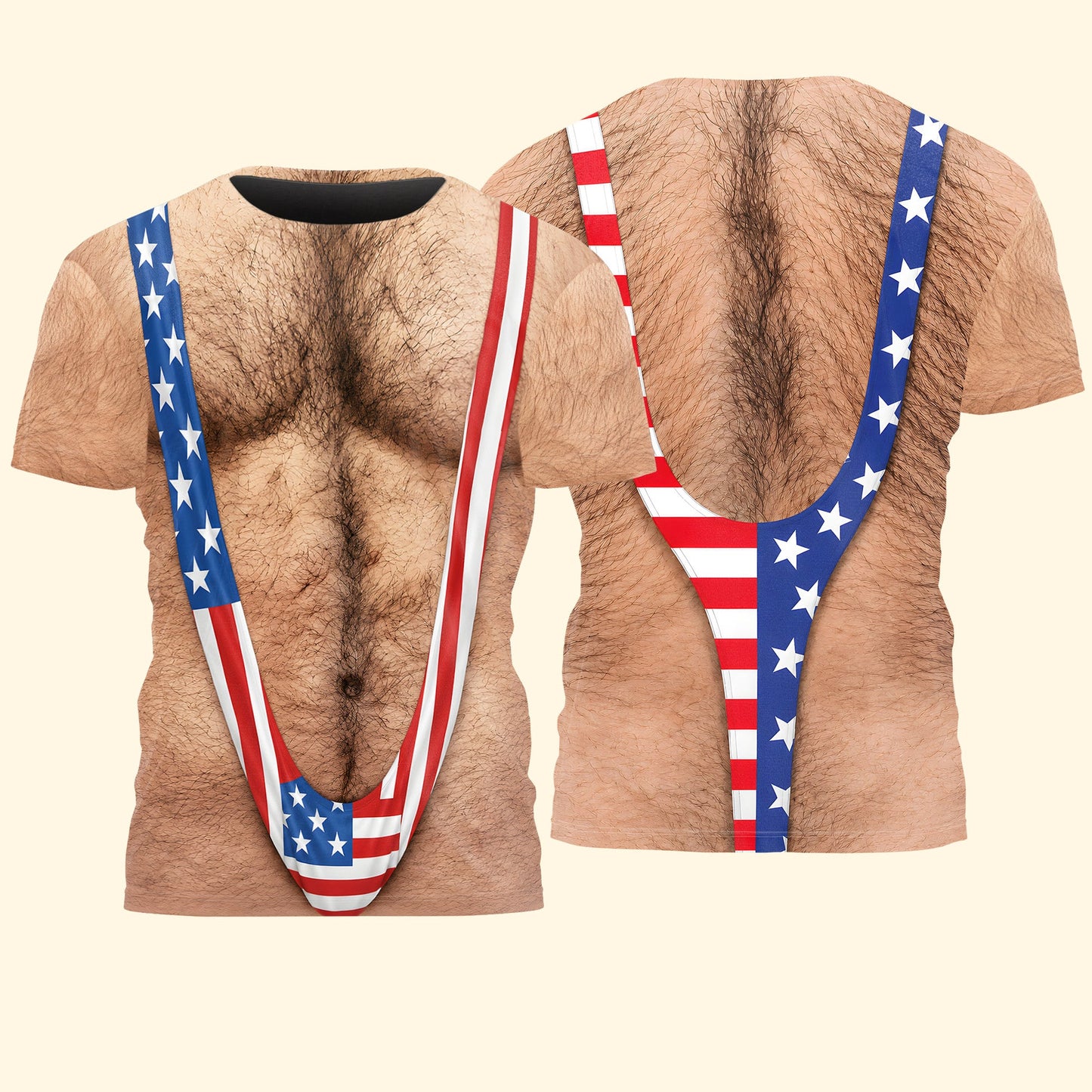 Maillot de bain 3D à poils pour hommes, style patriotique humoristique