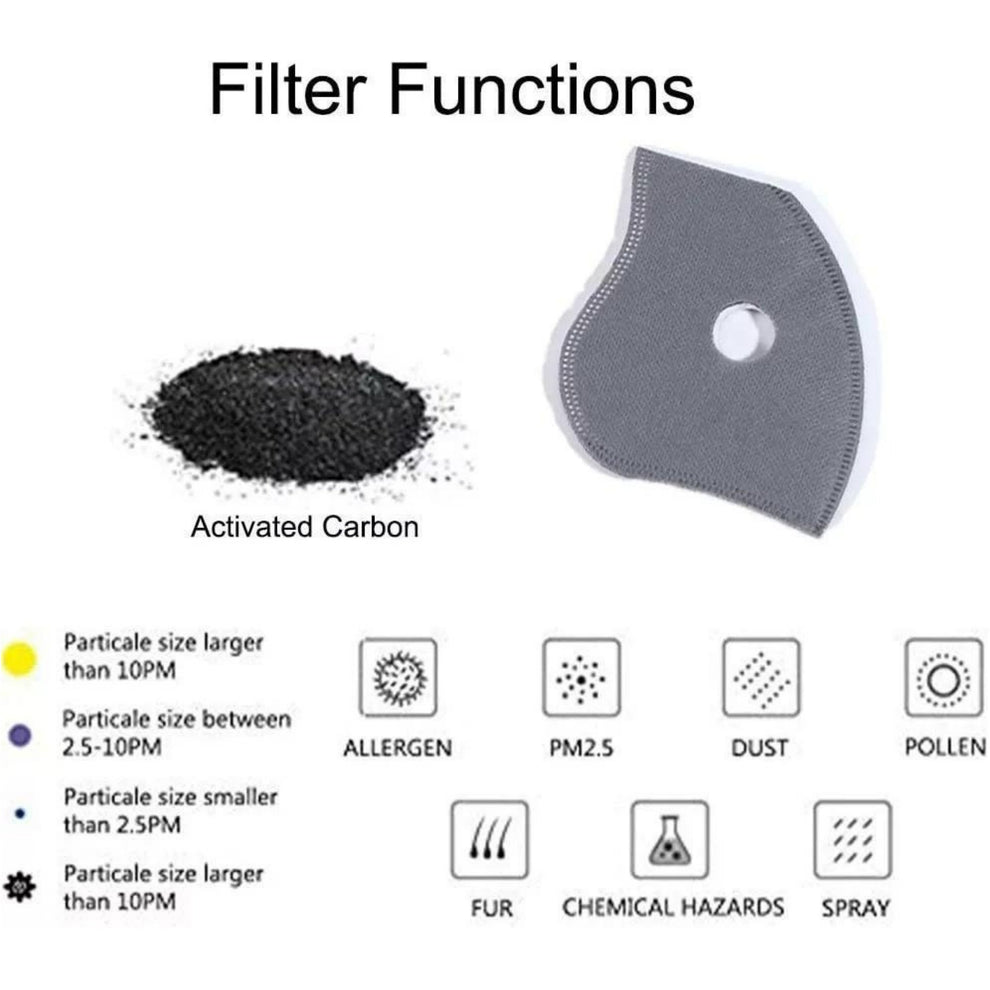 Mascarilla antipolvo reutilizable con filtro de carbono – Diseñada para estilos de vida activos