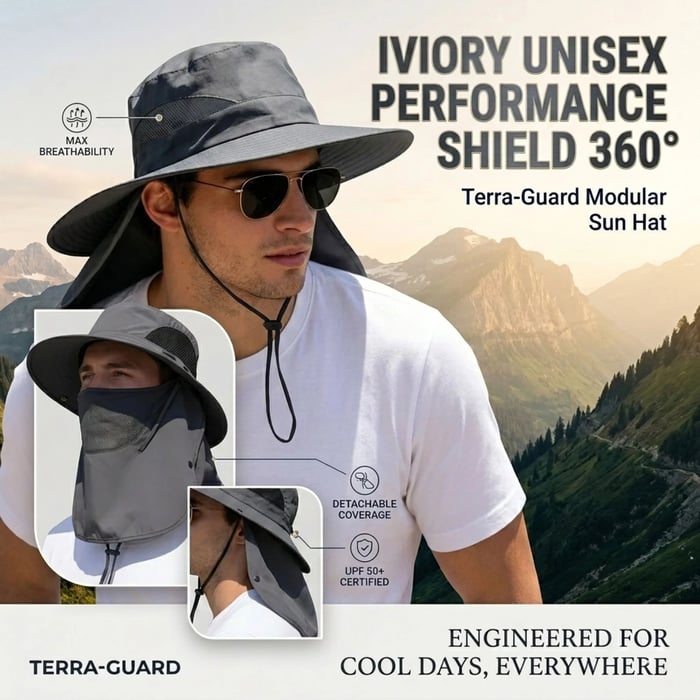 🎁Compra 1 y llévate 1 gratis🎁Sombrero de pescador de primavera/verano con protector facial desmontable para pesca al aire libre y protección para el cuello.