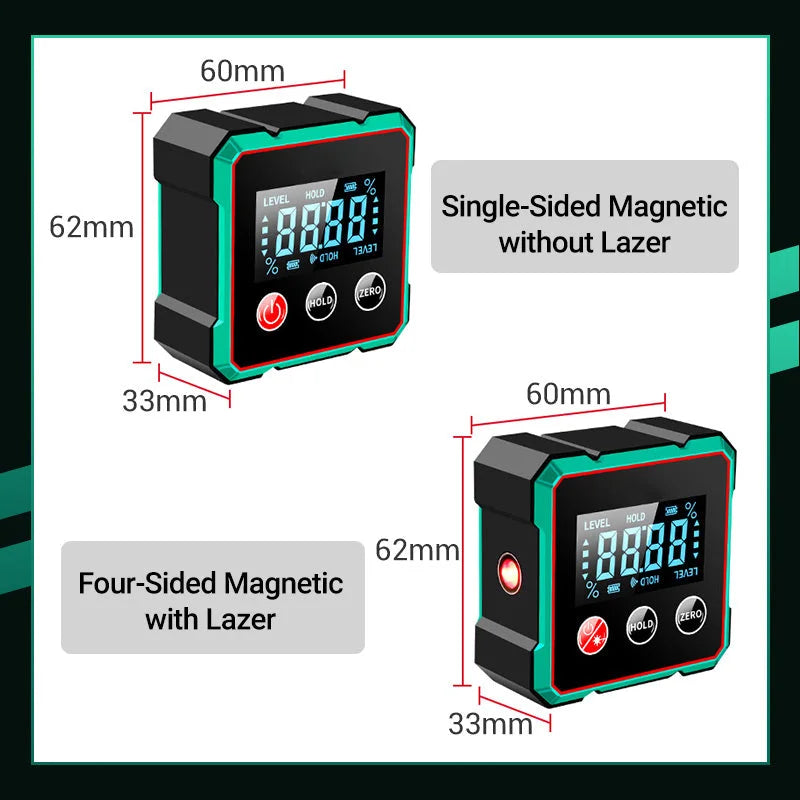 Jauge d'angle magnétique numérique à 4 côtés avec laser