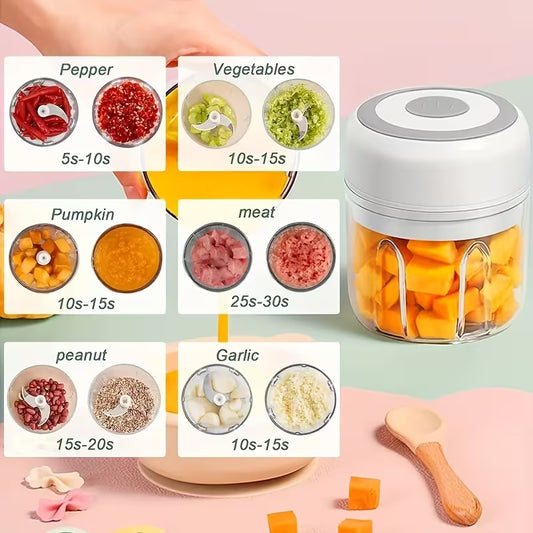 1pc High-Powered Multifunctional Food Processor | USB Wireless Charging, Quickly Blends/Chops Meat/Garlic/Vegetables/Baby Food, Food-Grade Cup, Child Lock Safety, Ideal for Kitchen & Camping