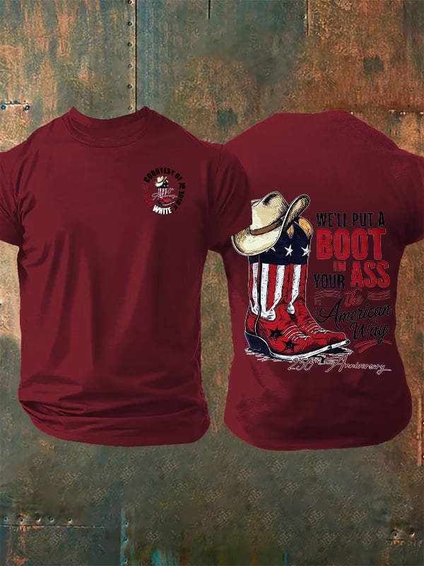 Herren-T-Shirt mit Aufdruck „Wir werden einen Stiefel aufsetzen“