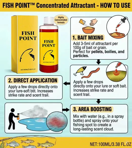 🎣 Atrayente líquido concentrado para peces – 🐟 Fórmula de gusanos rojos de acción rápida