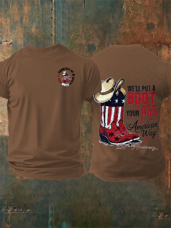 Herren-T-Shirt mit Aufdruck „Wir werden einen Stiefel aufsetzen“