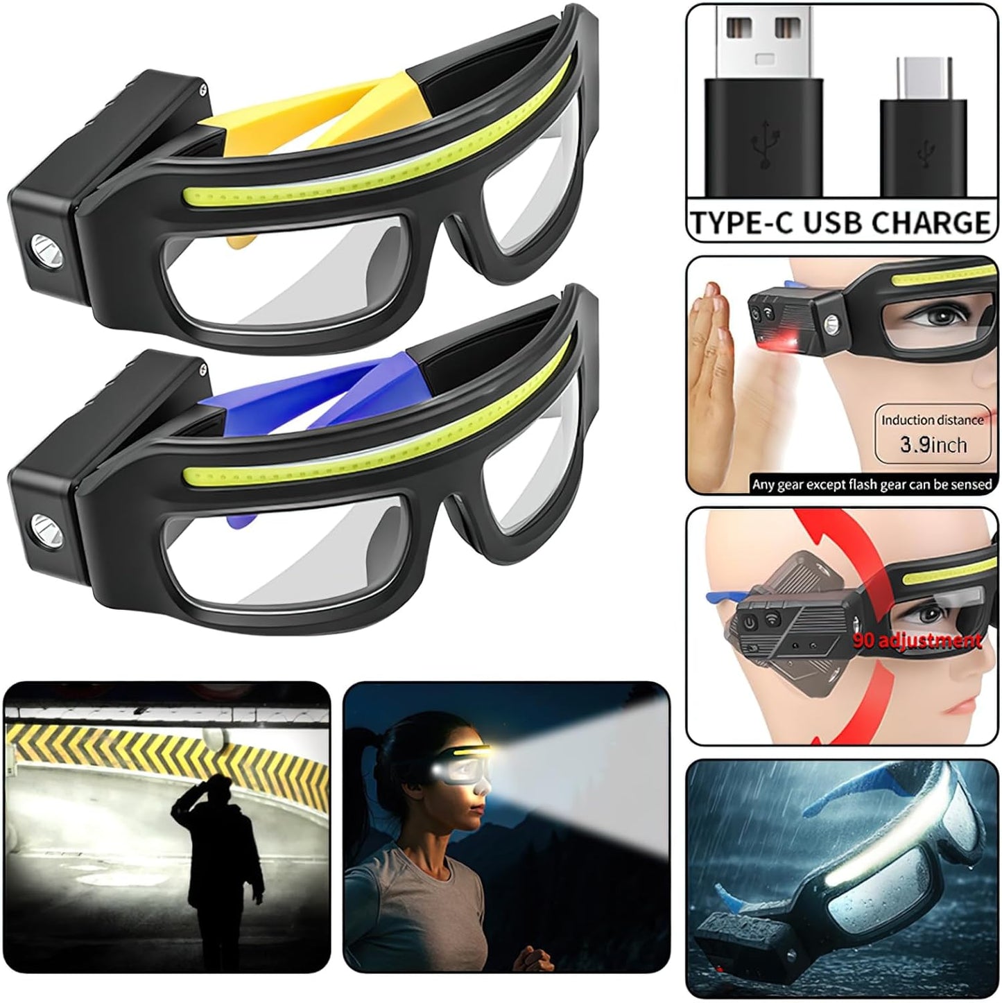 LED Glasses Rechargeable Headlight