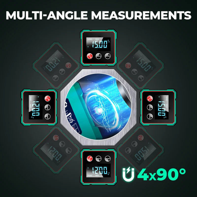 Jauge d'angle magnétique numérique à 4 côtés avec laser