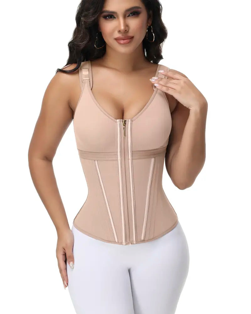 Waist Shapewear Corset forWomen Gym Zipper and Hooks