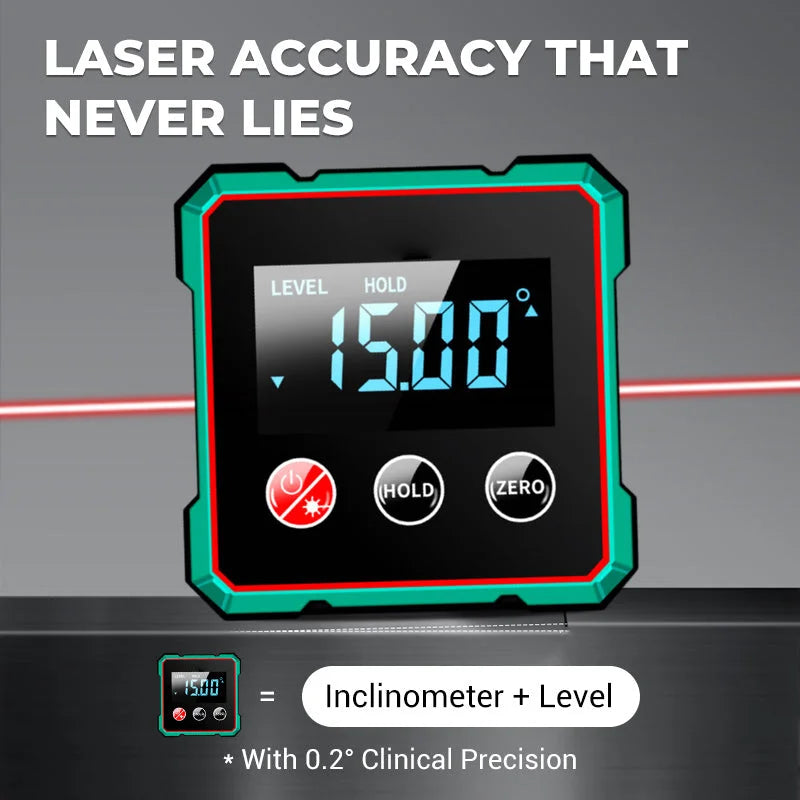 Jauge d'angle magnétique numérique à 4 côtés avec laser