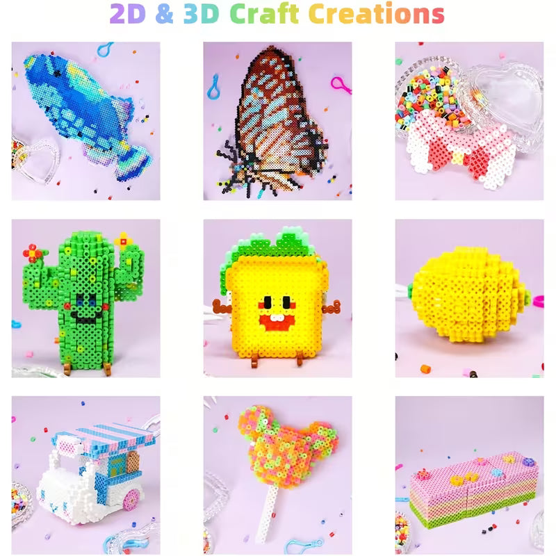 Füllbeutel für 2,6 mm große, mehrfarbige Perler-Perlen, DIY-Perlen-Set, inklusive Aufhängeschnur, Schlüsselanhänger, quadratischer Steckplatte, Aufbewahrungsbox, Pinzette, geeignet für Geburtstage, Schulabschlüsse, Valentinstag, Ostern und andere Anlässe.