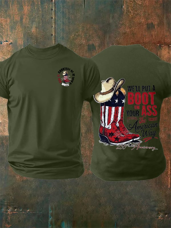 Herren-T-Shirt mit Aufdruck „Wir werden einen Stiefel aufsetzen“