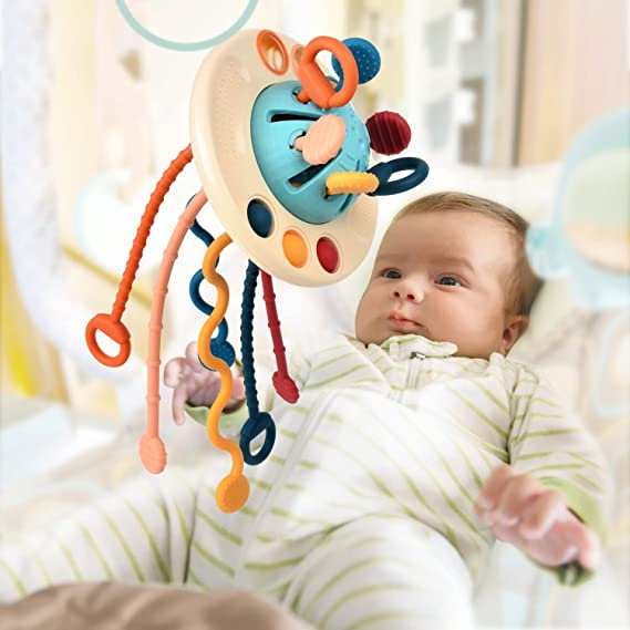 🌌Beschäftigungsspielzeug für Babys zur frühen Lernförderung: UFO-Silikon-Ziehspielzeug